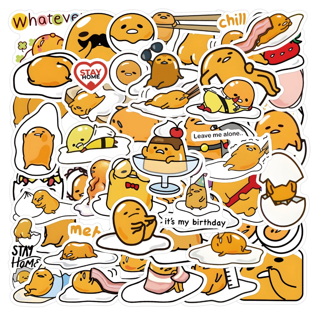 สติ๊กเกอร์ Pvc ลายการ์ตูนไข่ขี้เกียจกันน้ํา 60 ชิ้น