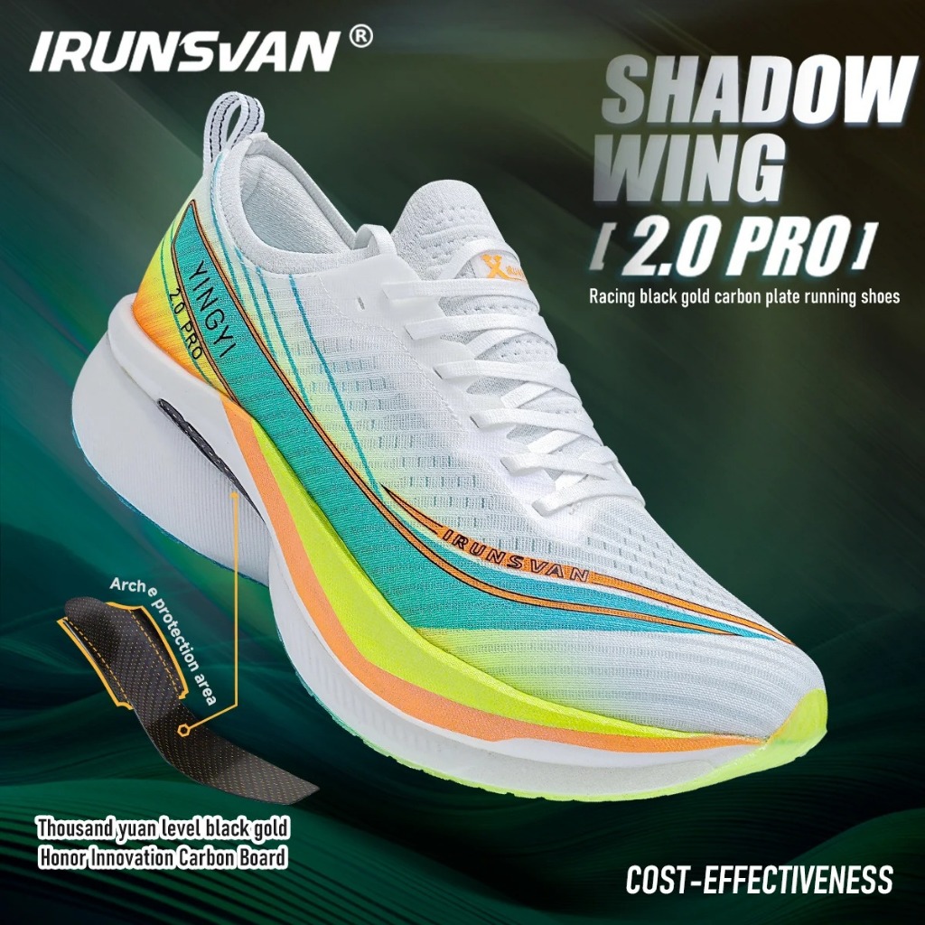 Irunsvan 2503 SHADOW WING 2.0 PRO 2025 Marathon Air Cushion Men กีฬารองเท้าวิ่งแผ่นคาร์บอน Trail รองเท้าวิ่งน้ําหนักเบา