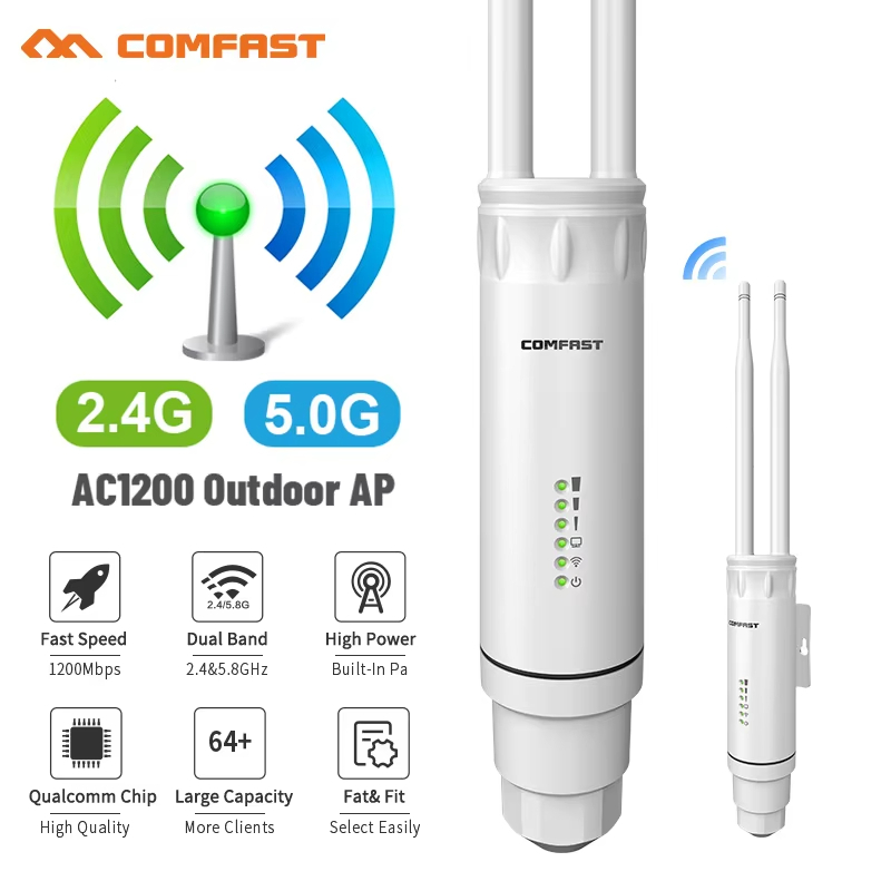 COMFAST  คลังสินค้าพร้อมcomfast High Power AC1200 Outdoor Wireless Wifi Repeater AP Router 1200Mbps 