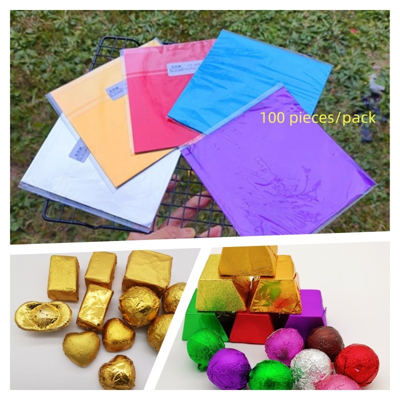Tinfoil กระดาษห่อช็อคโกแลตอลูมิเนียมฟอยล์ สีบรรจุภัณฑ์ชาขนม