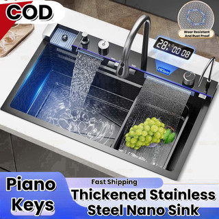 Feiyu Waterfall  Kitchen Sink Nano Honeycomb Large Single Sink 304 Stainless Steel Household Sink