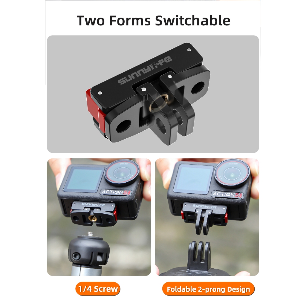 อะแดปเตอร์กล้องกีฬาสําหรับ DJI Osmo Action 5 Pro อะแดปเตอร์แม่เหล็กอลูมิเนียมหัวเข็มขัด Claw Action 4/3/2 พับ Quick Release ส่วนขยาย