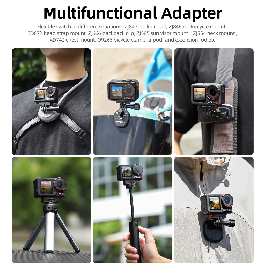อะแดปเตอร์กล้องกีฬาสําหรับ DJI Osmo Action 5 Pro อะแดปเตอร์แม่เหล็กอลูมิเนียมหัวเข็มขัด Claw Action 4/3/2 พับ Quick Release ส่วนขยาย