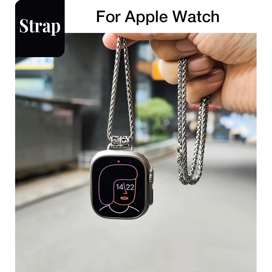 ผู้ชายผู้หญิง สร้อยคอแขวนคอ สร้อยข้อมือ Apple Watch S11 SE3 Ultra3 S10 S9 S8 SE S7 S6 Ultra 49/46/40/44/41/45 มม. สายรัดข้อมือ