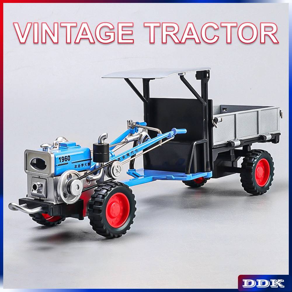 1:24 VINTAGE TRACTOR รถโมเดลDiecastโลหะผสมของเล่นเสียงและแสงดึงกลับเด็กของขวัญเพื่อนเด็ก