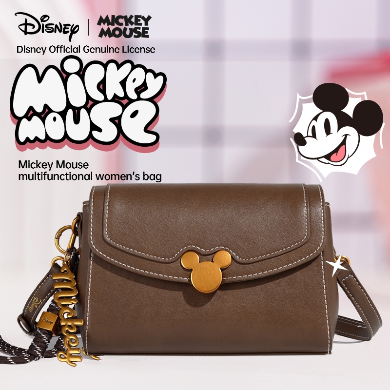 Disney Authentic Mickey Co-Branded Series Luxury All-Match กระเป๋าสะพายแฟชั่นอินเทรนด์สุภาพสตรีความจุขนาดใหญ่