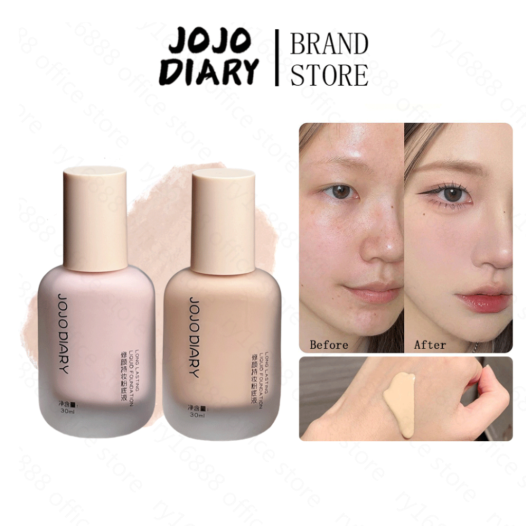 Jojo DIARY Liquid Foundation 30ml ยาวนาน 24h Natural Nude แต่งหน้า Moisturizing กันน้ําเครื่องสําอางบํารุงผิวหน้า JJ-038