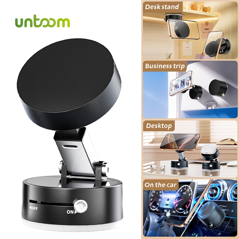 Untoom รถโทรศัพท์มือถือ Mount แม่เหล็กดูดซับสูญญากาศ 360 องศาหมุนพับเดสก์ท็อปผนังห้องน้ํา GYM Sucker ที่วางโทรศัพท์