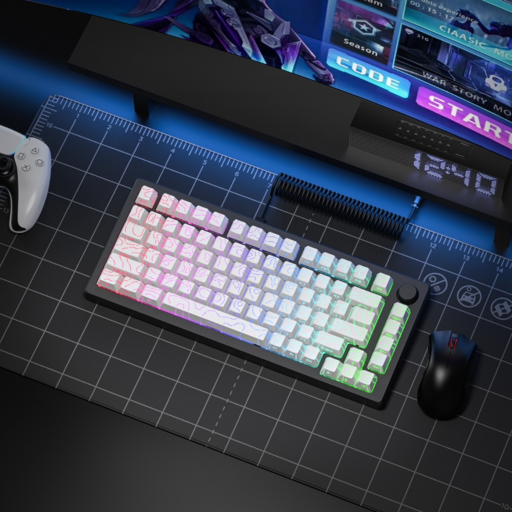 Womier Ink Powder Shine Through Keycaps PBT Double Shot ด้านข้างพิมพ์โปรไฟล์เชอร์รี่ชุดหมวก