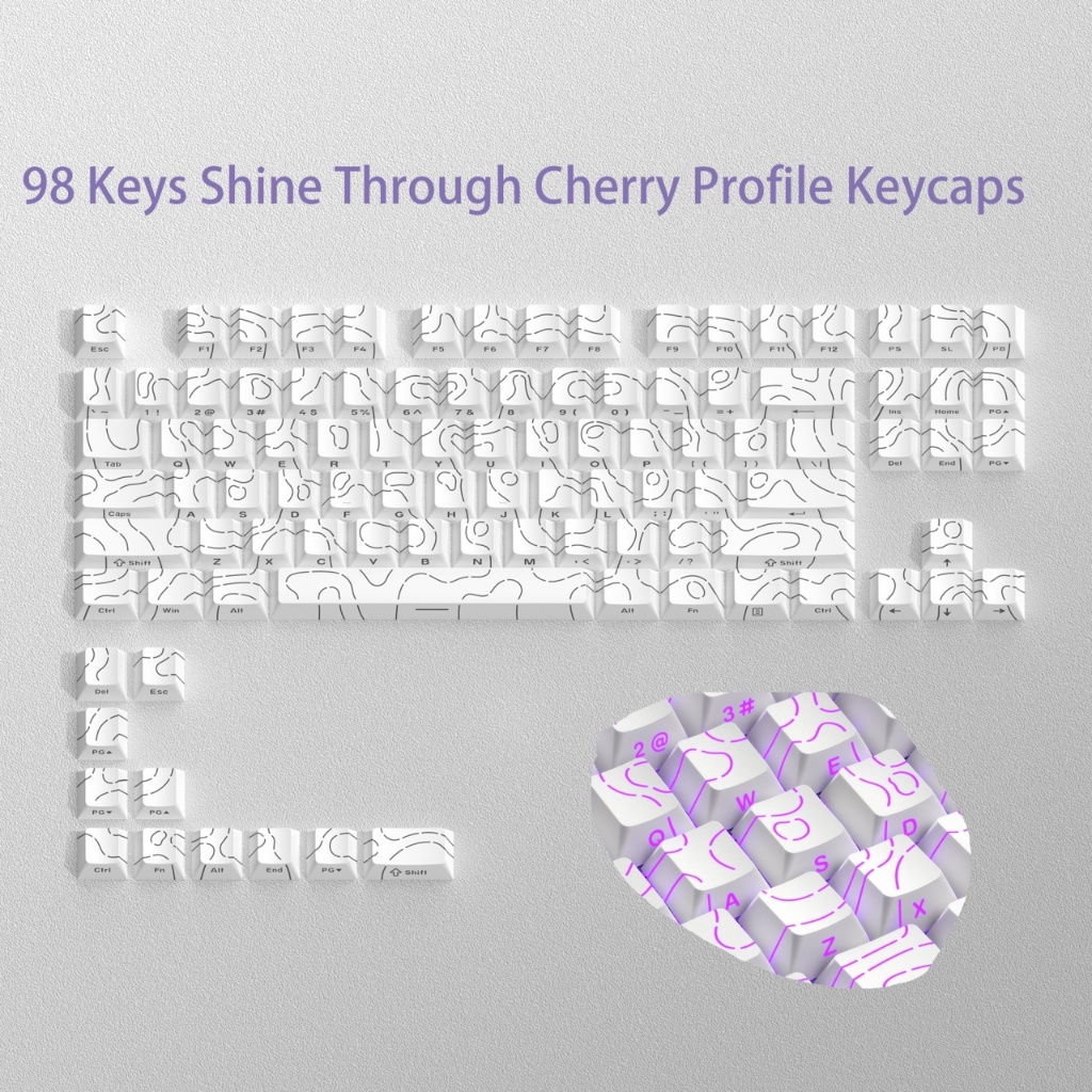 Womier Ink Powder Shine Through Keycaps PBT Double Shot ด้านข้างพิมพ์โปรไฟล์เชอร์รี่ชุดหมวก