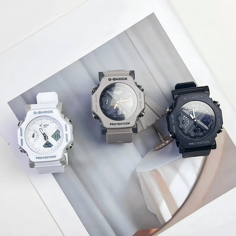 ใหม่ GA2300 เทรนด์แฟชั่นไฟ LED นาฬิกาสปอร์ตจอแสดงผลคู่สําหรับบุรุษและสตรี
