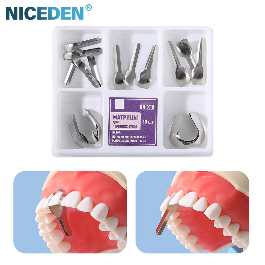 Niceden 12 ชิ้น 30 ชิ้น/กล่องทันตกรรม Proximal Anterior Strips ขนาดใหญ่ขนาดเล็ก Twin Anterior Matrices Matrix ระบบ TOR วัสดุฟื้นฟูทันตกรรม