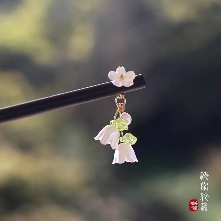 ใหม่สไตล์โบราณดอกไม้พู่กิ๊บความรู้สึกระดับไฮเอนด์ที่เรียบง่ายกิ๊บสั่น - รูปที่ 7