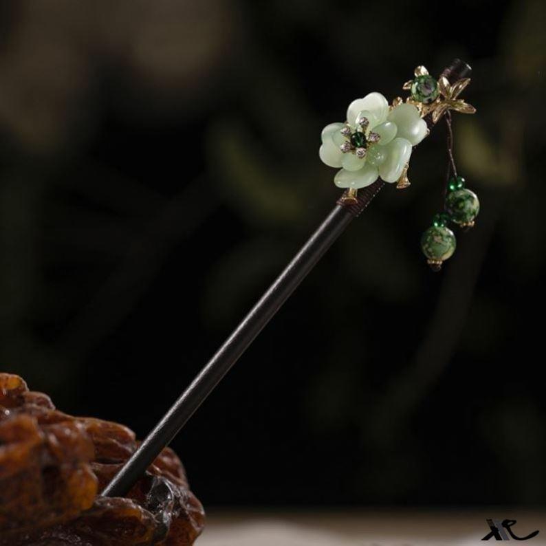 ใหม่สไตล์โบราณดอกไม้พู่กิ๊บความรู้สึกระดับไฮเอนด์ที่เรียบง่ายกิ๊บสั่น - รูปที่ 6