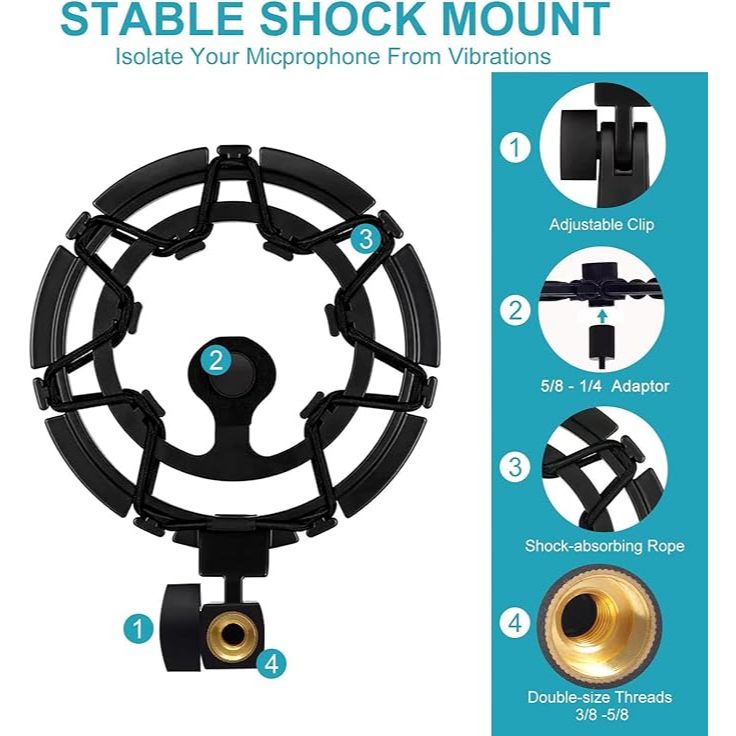 Wanjason Blue Yeti X Shock Mount,ล่าสุดโลหะผสมShockmountลดการสั่นสะเทือนและช็อกNoise Matching Boom Arm Mic Stand,ออกแบบสําหรับBlue Yeti Xไมโครโฟน