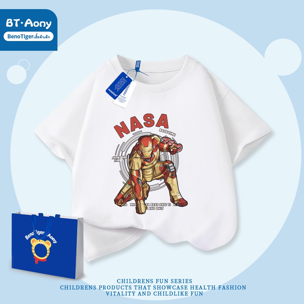จัดส่งทันที 【TRANSFORMERS】 kids เสื้อยืดคอกลม แขนสั้น ผ้าฝ้าย 100% พิมพ์ลายการ์ตูน (100-170cm)