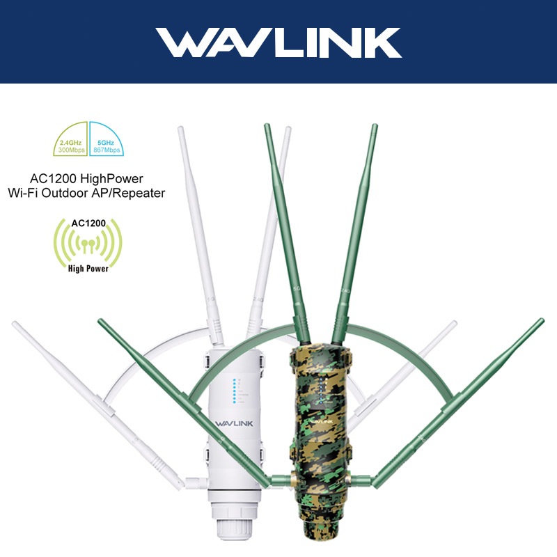 Wavlink AC1200 Outdoor Access Point Dual Band Router WiFi Range Extender 4x7dBi เสาอากาศทิศทาง Omni 