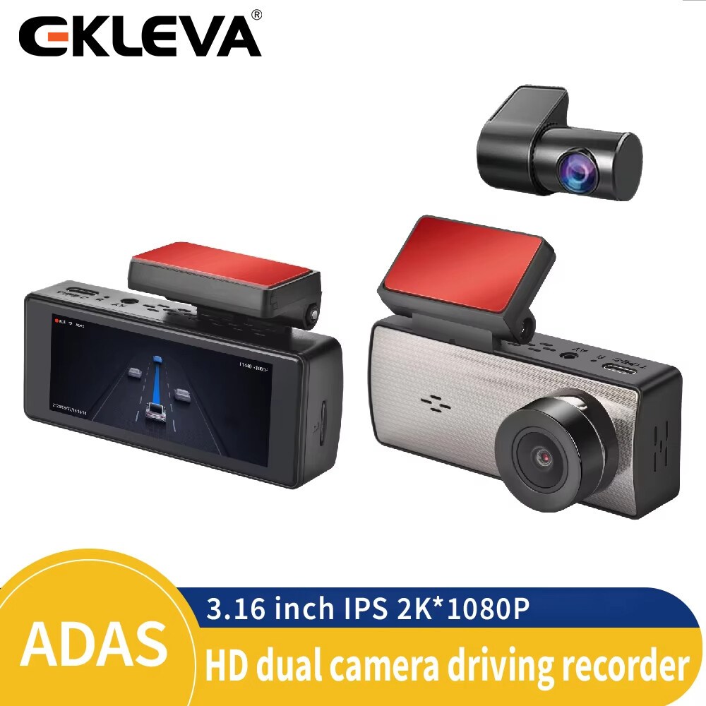 Ekleva 4K HD Dual Lens Dash Cam รถ DashCam 3.16 หน้าจอ IPS 2K 1080P กล้องบันทึก WiFi การตรวจสอบที่จอ