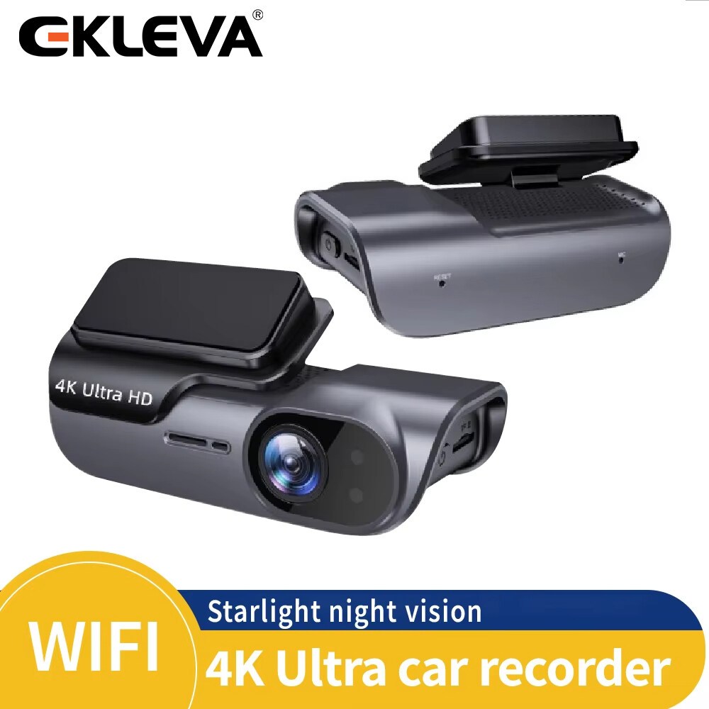 Ekleva 4K WiFi เลนส์คู่ Dash Cam รถ DVR มุมกว้างด้านหน้า Super Starlight Night Vision Loop Recording