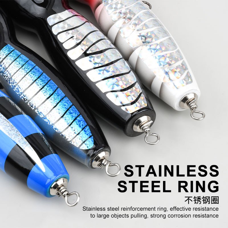 TEASER【WD105】1PC ±120g ±19 ซม.ไม้ขนาดใหญ่ประดิษฐ์ Popper Fish Lure Topwater จําลองเหยื่อตกปลาทะเลรอก 8091-5X เดี่ยวตะขอหนัก