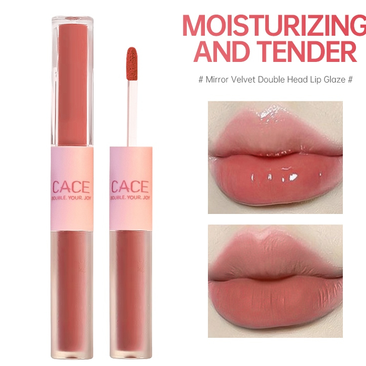 CACE ลิปสติก ลิปกลอส เนื้อแมตต์ แบบสองหัว ให้ความชุ่มชื้น ไม่ติดแก้ว