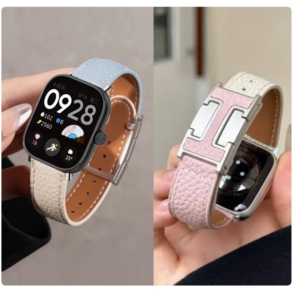 Leather Magnetic H Buckle Loop Compatible For Redmi Watch 5 active สาย Redmi Watch 5 lite Strap For Redmi Watch 4 สาย Redmi watch 3 active / Redmi watch 3 สาย Redmi Watch 4 Strap For mi band 9 pro / mi band 8 pro Elegant สาย Redmi watch 3 active Strap