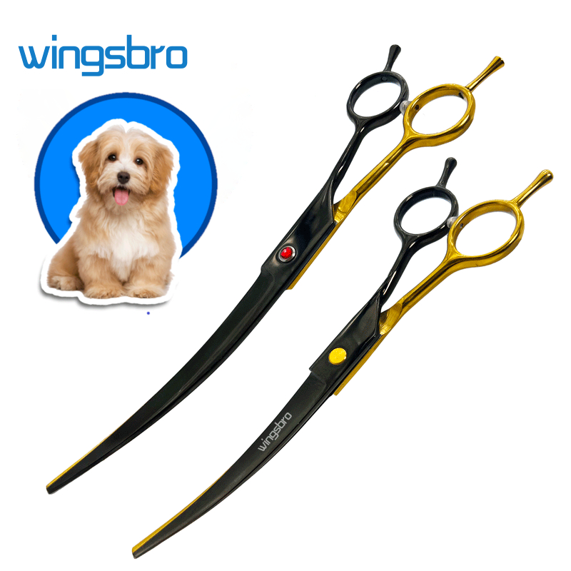 กรรไกรตัดขนสุนัขแบบโค้ง, กรรไกรตัดขนสุนัขแบบโค้งสำหรับสุนัขและแมว, กรรไกรตัดขนสัตว์เลี้ยงสแตนเลส 4CR สามารถใช้ได้ทั้งมือซ้ายและขวา