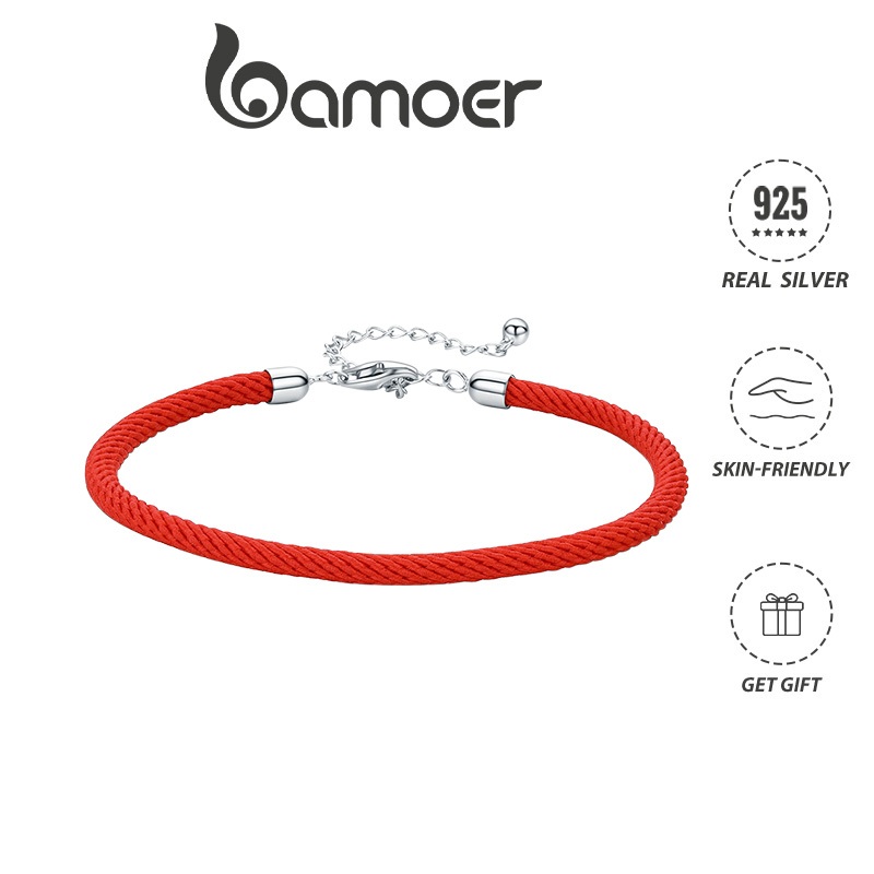 Bamoer Charm ลูกปัดเงินแท้ 925 สําหรับสร้อยข้อมือสร้อยคอ DIY แฟชั่นผู้หญิงอุปกรณ์เสริม SCB166