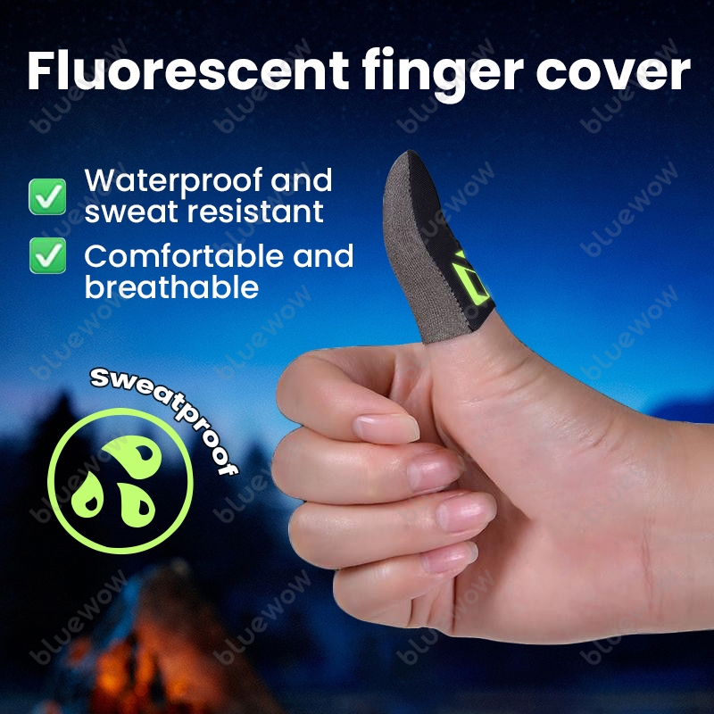 Bluewow Noctilucent ปลอกสวมนิ้วสําหรับเล่นเกมสําหรับเกมมือถือ PUBG ถุงมือนิ้วบางเฉียบและทนทานสําหรับเล่นเกม