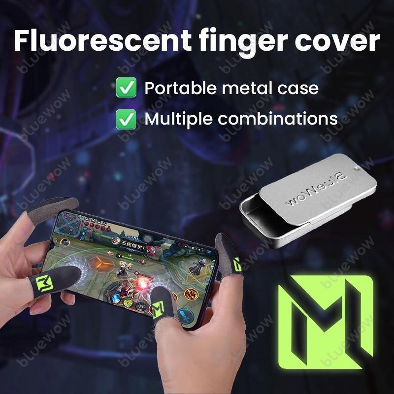 Bluewow Noctilucent ปลอกสวมนิ้วสําหรับเล่นเกมสําหรับเกมมือถือ PUBG ถุงมือนิ้วบางเฉียบและทนทานสําหรับเล่นเกม