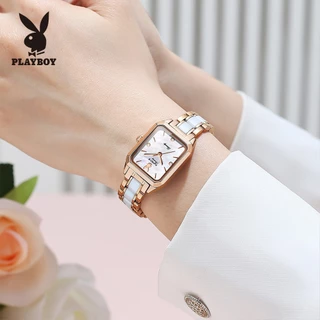 PLAYBOY ชุดนาฬิกาข้อมือ กันน้ำ 100% สเตนเลส สร้อยคอ สายเซรามิค กำไล ของขวัญวันวาเลนไทน์ สำหรับผู้หญิง 2050