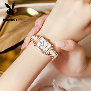 PLAYBOY ชุดนาฬิกาข้อมือ กันน้ำ 100% สเตนเลส สร้อยคอ สายเซรามิค กำไล ของขวัญวันวาเลนไทน์ สำหรับผู้หญิง 2050
