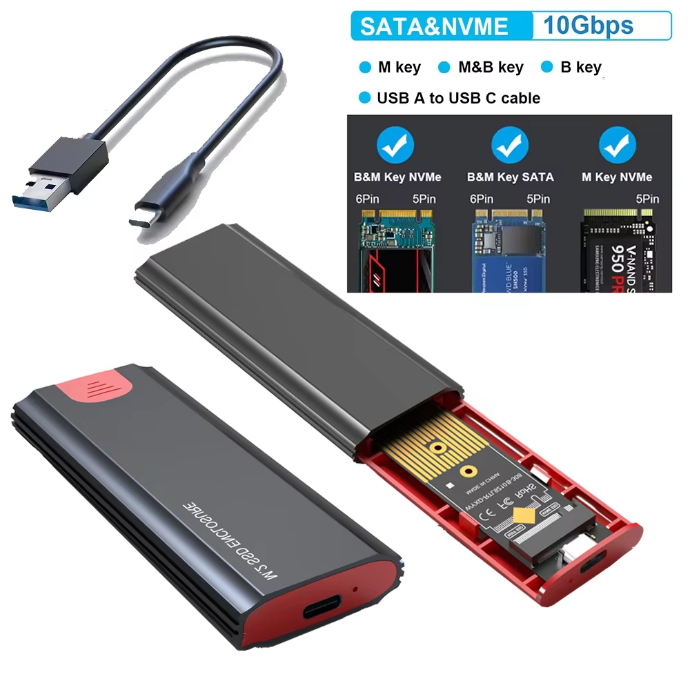 10gbps M2 SSD กรณี M.2 NVMe NGFF SATA SSD Enclosure อะแดปเตอร์ USB 3.1 Gen2 USB-C ภายนอก PC อุปกรณ์เสริมรองรับปุ่ม M/B และ B & M