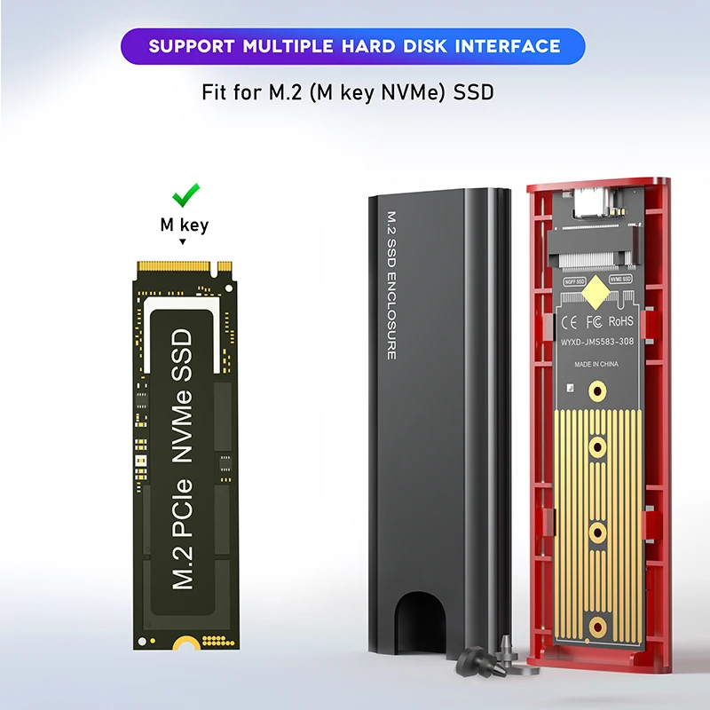 10gbps M2 SSD กรณี M.2 NVMe NGFF SATA SSD Enclosure อะแดปเตอร์ USB 3.1 Gen2 USB-C ภายนอก PC อุปกรณ์เสริมรองรับปุ่ม M/B และ B & M
