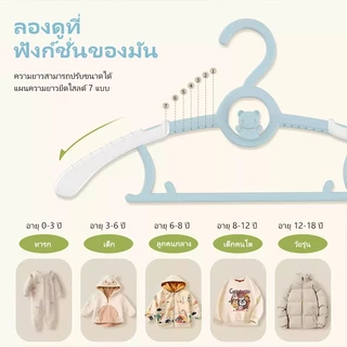 50PCS ไม้แขวนเสื้อ สำหรับเด็ก เซ็ท ไม้แขวนเสื้อผ้า ไม้แขวนผ้า คละสี ลื่นปรับความกว้างได้วางซ้อนกันได