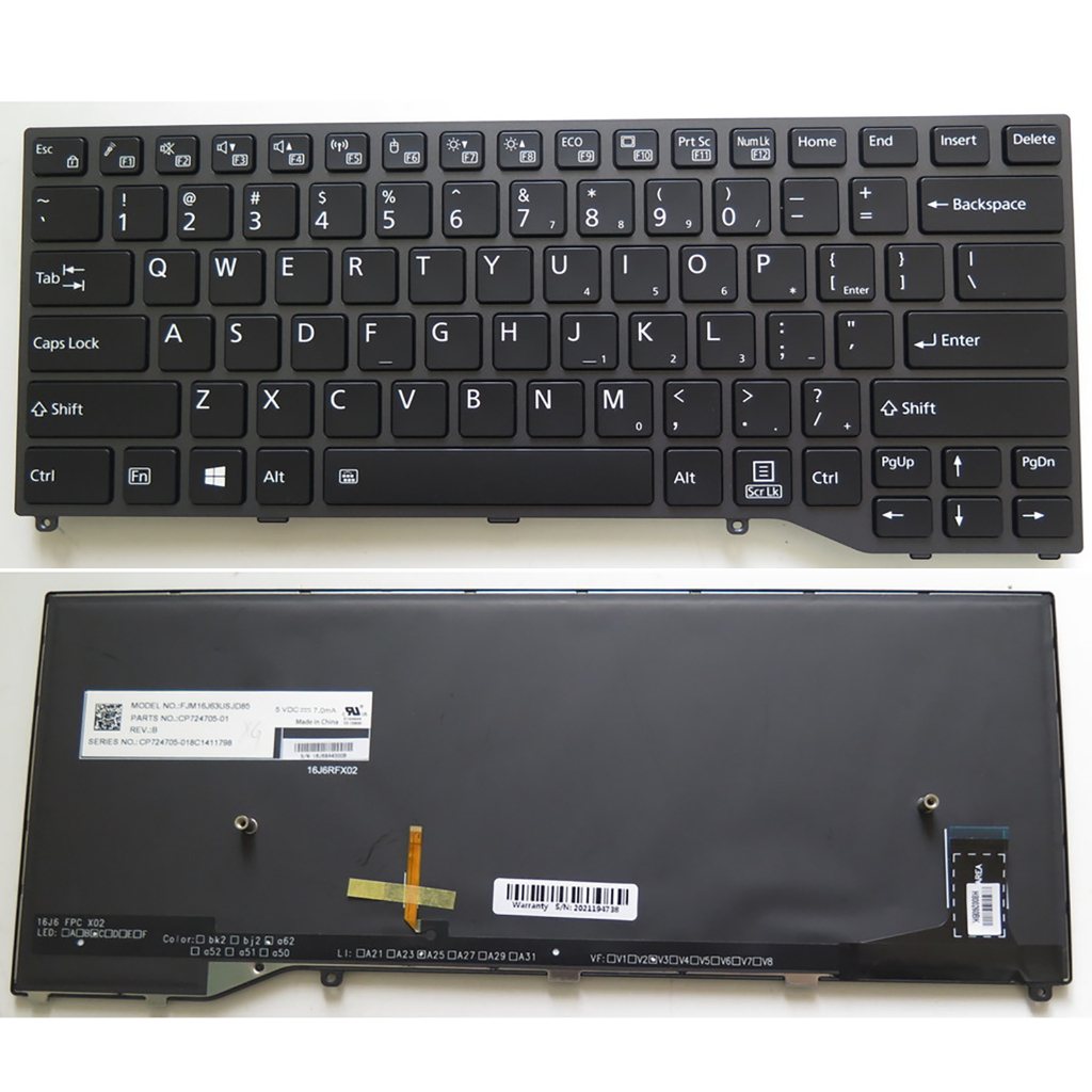US สําหรับแป้นพิมพ์แล็ปท็อป Fujitsu Stylistic Q738 Q739