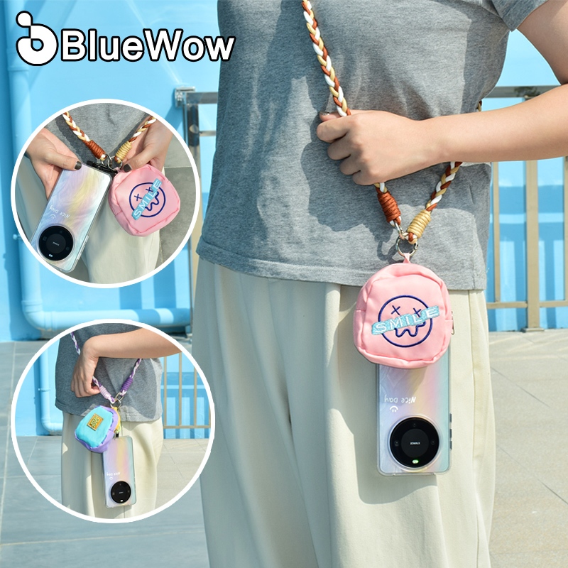 Bluewow เคสโทรศัพท์แบบถัก สายรัดป้องกันการสูญหาย อุปกรณ์เสริมตกแต่งโทรศัพท์พร้อมแผ่นรอง เข้ากันได้กับเคสโทรศัพท์ทั้งหมด