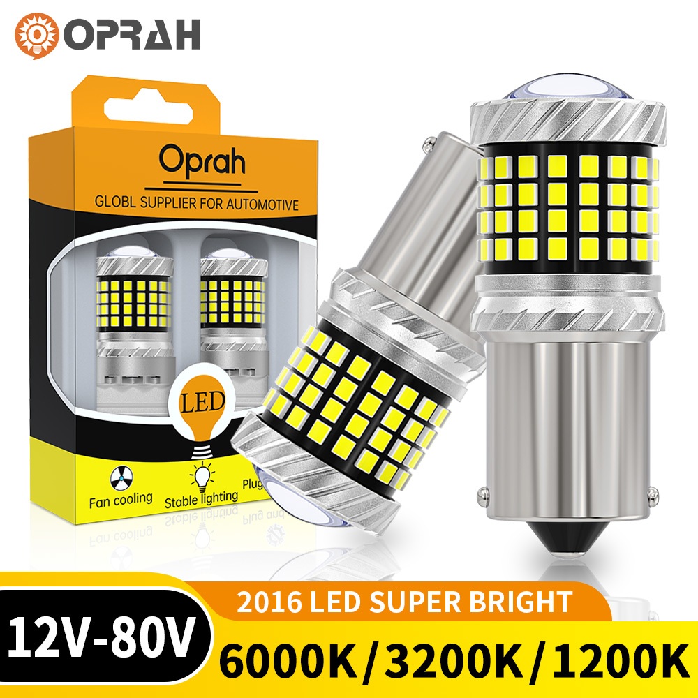 Oprah 2 ชิ้น 1156 หลอดไฟ LED BA15S 1156 BAU15S 1157 Bay15d T20 7440 7443 T25 3156 3157 Super Bright ไฟเลี้ยว 2016 87SMD ไฟท้าย LED ไฟเบรคย้อนกลับ