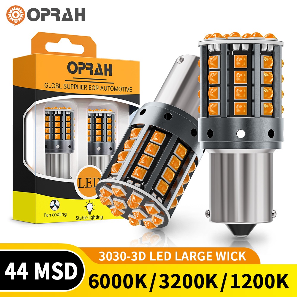 Oprah 2pcs 1156 BA15S P21W 1156 BAU15S PY21W 1157 Bay15d T20 7440 7443 LED Super Bright ไฟเลี้ยว 3030 44SMD ไฟท้าย LED ไฟเบรคย้อนกลับหลอดไฟรถยนต์ 12V