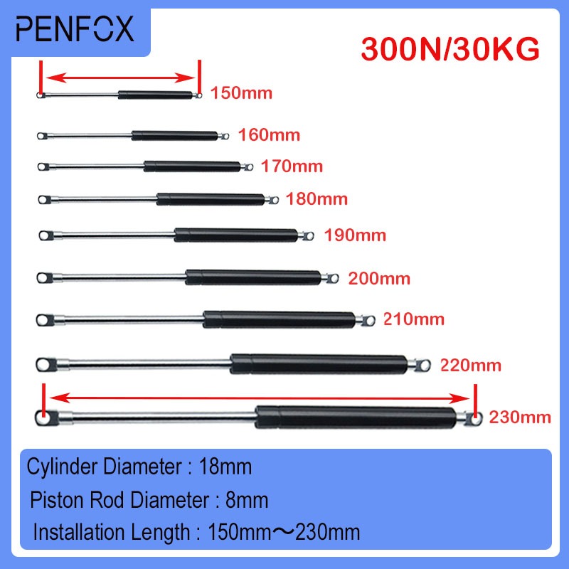 1pc 150 มม.-230 มม.30 กก./300N รถแก๊สสปริงโช้คอัพไฮดรอลิกยกสนับสนุน Strut Bar Universal Strut Bar เครื่องเตียงเฟอร์นิเจอร์