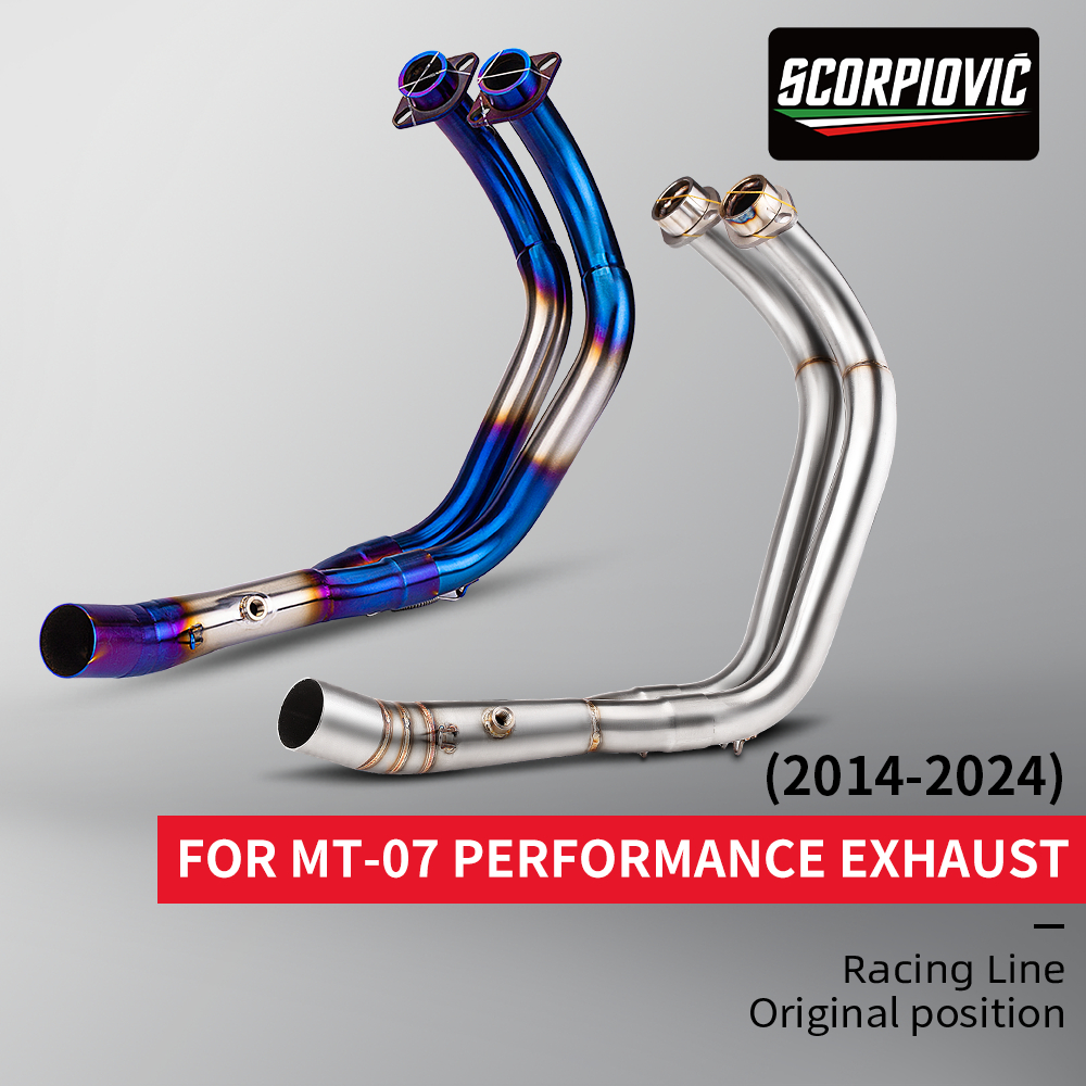 รถจักรยานยนต์ Exhaust Muffler TITANIUM ALLOY FULL SYSTEM SLIP ON สําหรับ MT07 mt-07 2014-2024 รถจักร