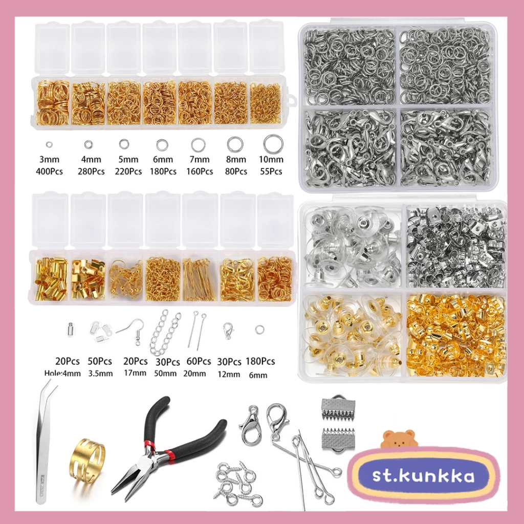 ตะขอเกลียว ชุดเครื่องมือทําเครื่องประดับ ชุดกล่องตะขอ ต่างหู DIY