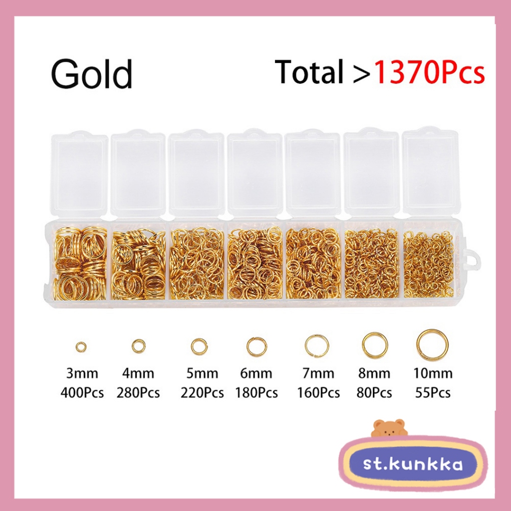 ห่วงกลม ชุดอุปกรณ์ทําเครื่องประดับ DIY (1370 ชิ้น/ชุด 3 4 5 6 7 8 10 มม.)