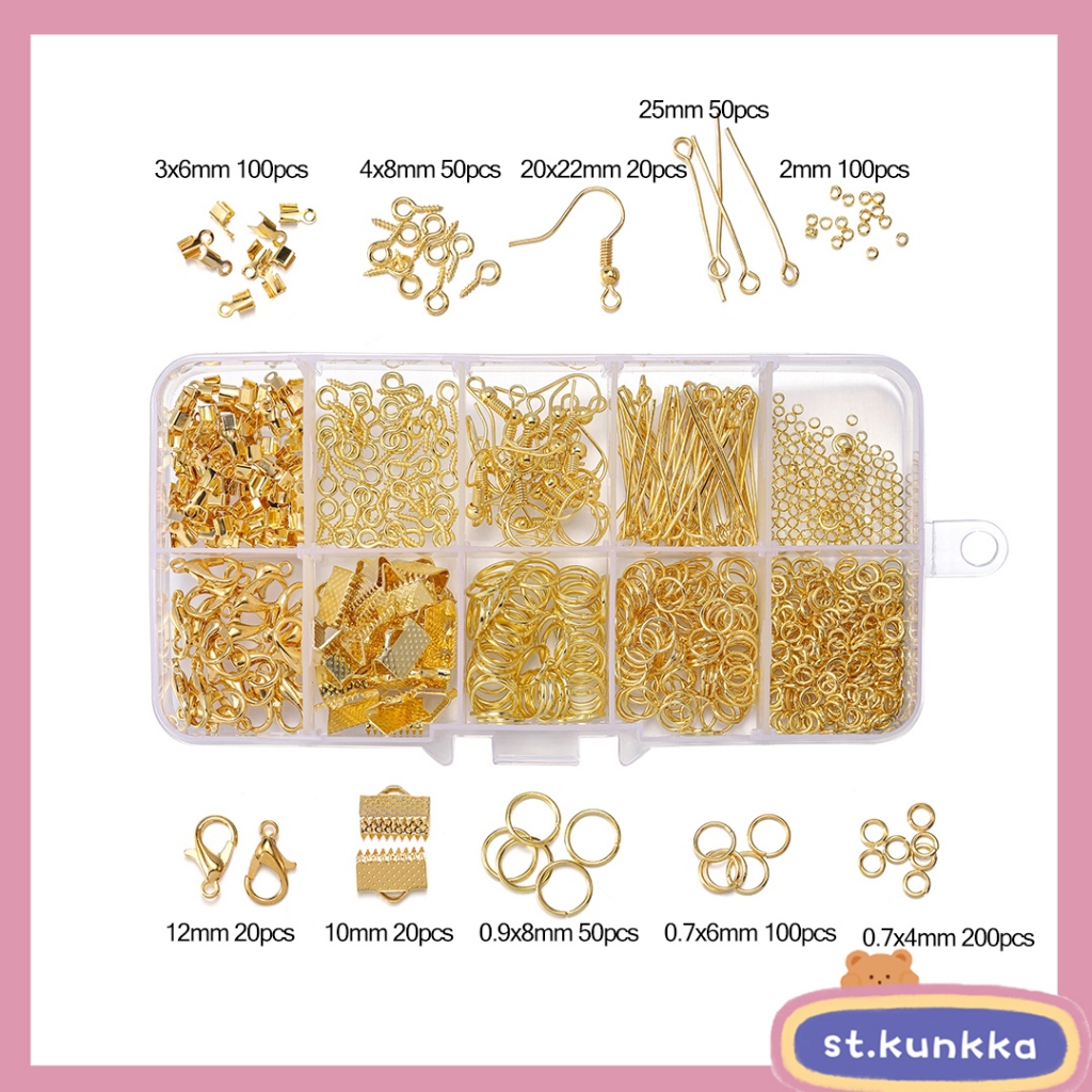 ST.kunkka ชุดเครื่องมือ สําหรับทําเครื่องประดับ พร้อมตะขอก้ามปู DIY 1210 ชิ้น