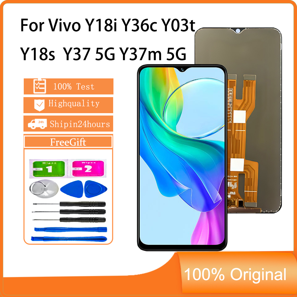 สําหรับจอแสดงผล Vivo Y18i Y36c Y03t Y18s Y37 5G Y37m 5G T3 Lite iQOO Z9 Lite 5G เปลี่ยนหน้าจอสัมผัส 