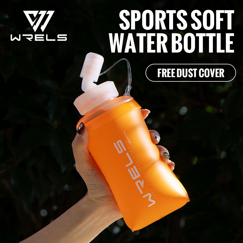 WRELS 350 มล. 500 มล. Tpu ขวดน้ำอ่อนพับได้พร้อมพวยหมุน BPA ฟรีไม่มีกลิ่น