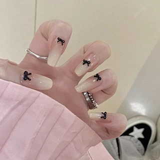 Rou Bao 50 ชิ้นเล็บภาษาฝรั่งเศสคําสีดํา Mini Bow Girly 3D เรซิ่นเล็บ Art DIY Charms ตกแต่ง