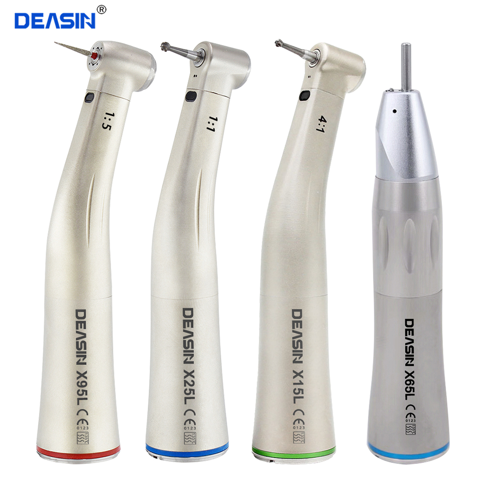 DEASIN Straight Contra Angle handpiece ทันตกรรมไฟเบอร์ออปติกมอเตอร์ Low Speed Handpiece Air Turbine