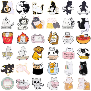 เข็มกลัดเคลือบ รูปแมวน่ารัก 50 แบบ เครื่องประดับ สําหรับเพื่อน