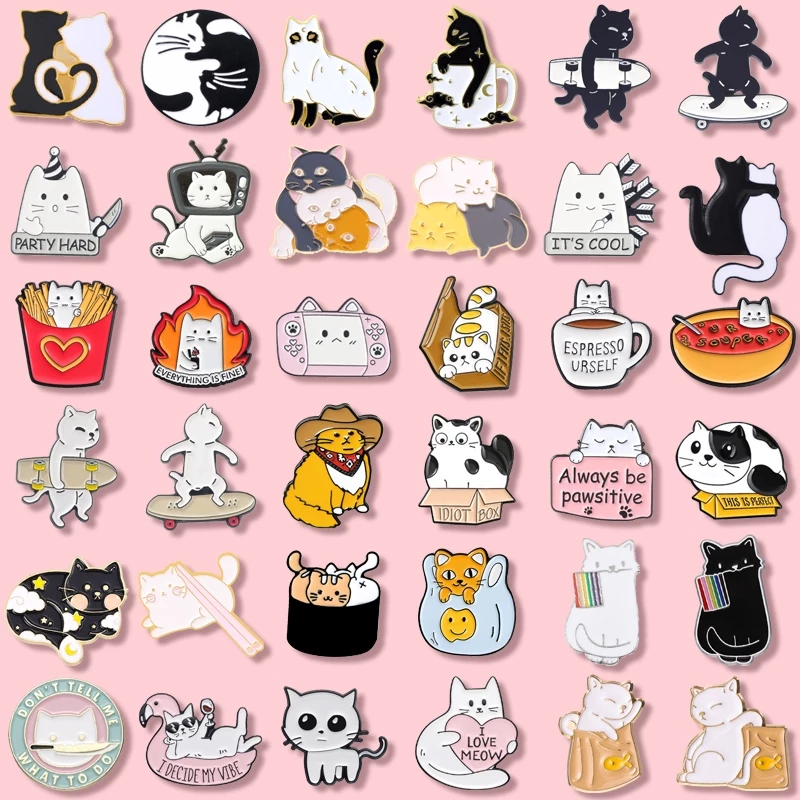 เข็มกลัดเคลือบ รูปแมวน่ารัก 50 แบบ เครื่องประดับ สําหรับเพื่อน